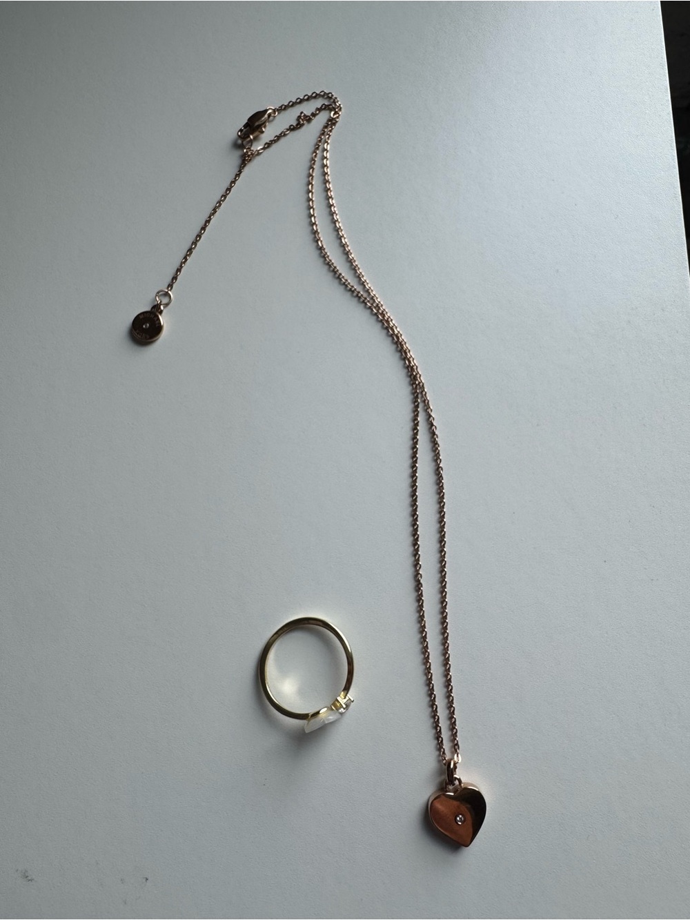 Heart Pendant Necklace in Rose Gold with Matching Ring